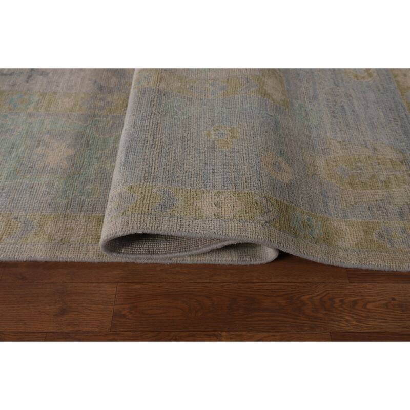 Vegetable Dye Oushak Oriental Area Rug Hand-Knotted Grey Wool Carpet - 8'11"x 11'8"