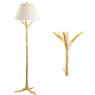 Selina 63.5" Faux Bois Resin LED Floor Lamp, Gold Leaf by JONATHAN Y