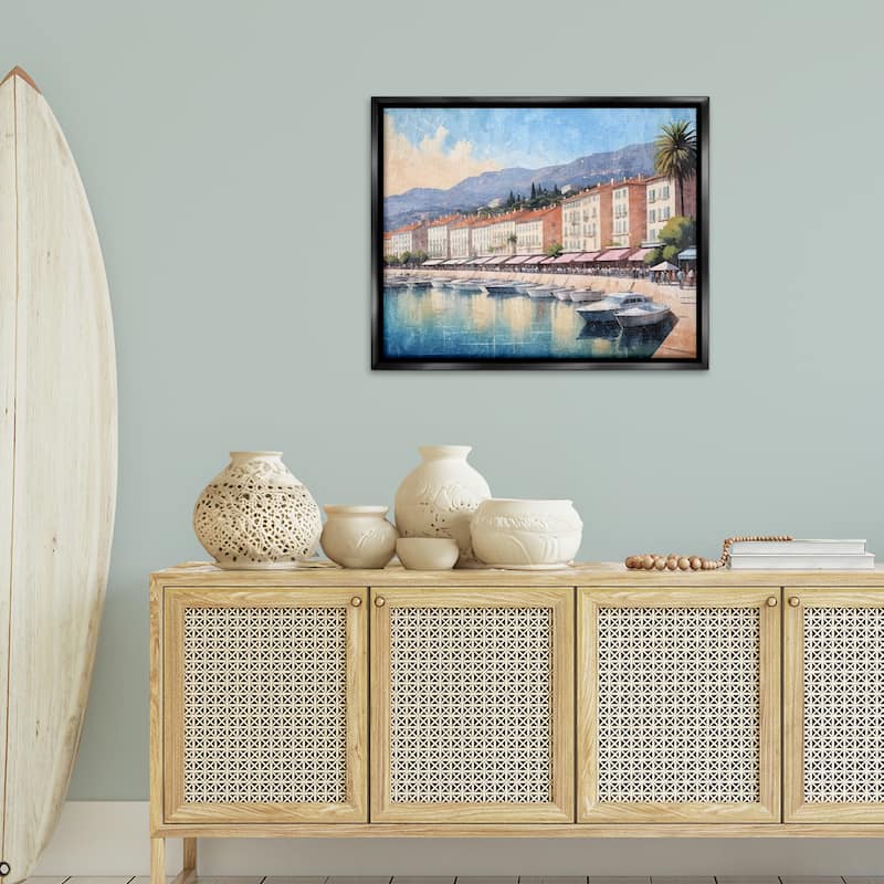 Stupell Quaint Seaside Marina Framed Floater Canvas Wall Art Design By Kim Allen