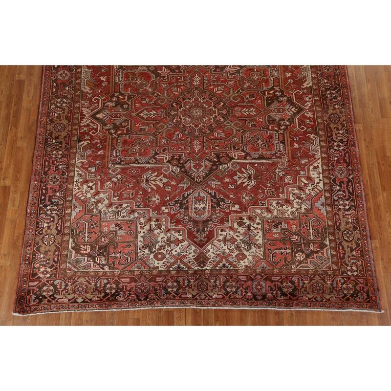 Vintage Traditional Geometric Persian Heriz Area Rug Wool Hand-knotted - 8'9" x 10'11"