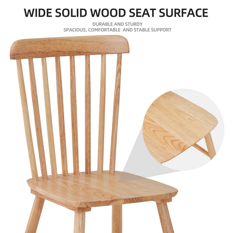 Modern Solid Wood Dining Chairs with Curved Backrests (Set of 4)