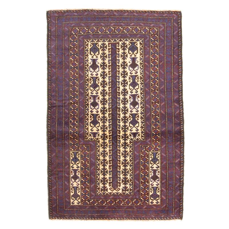 ECARPETGALLERY Hand-knotted Teimani Beige Wool Rug - 3'1 x 4'10