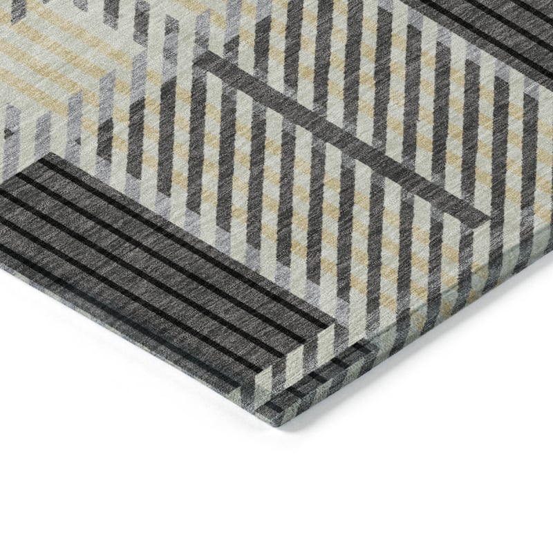 HomeRoots Plaid Transitional Rectangle Outdoor Rug