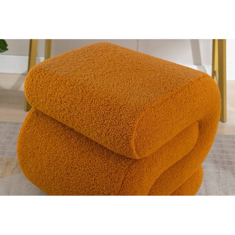 S-shape Teddy Fabric Ottoman