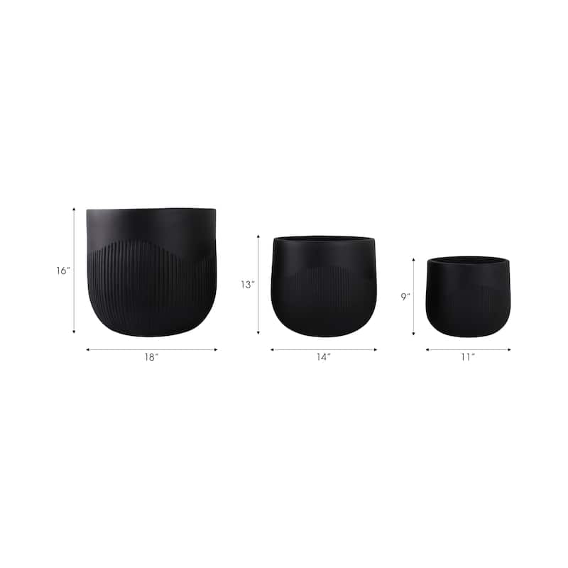 Polyresin Planter Carved Sculptural Design Minimalist Style (Set of 3)
