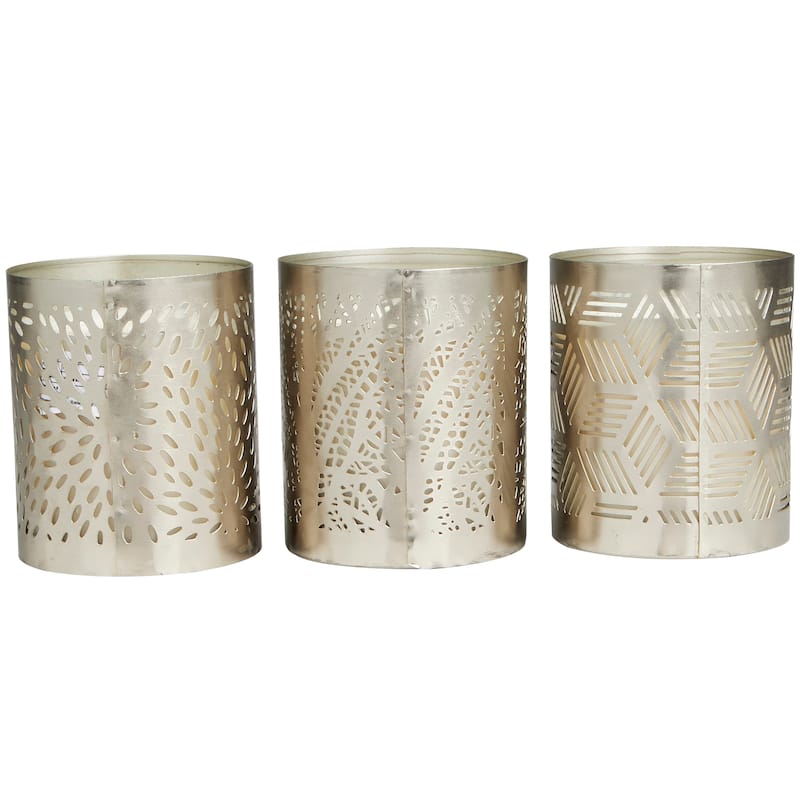 Gold or Copper or Silver Metal Scented 13 oz 1 Wick Geometric Candle with White Wax (Set of 3)
