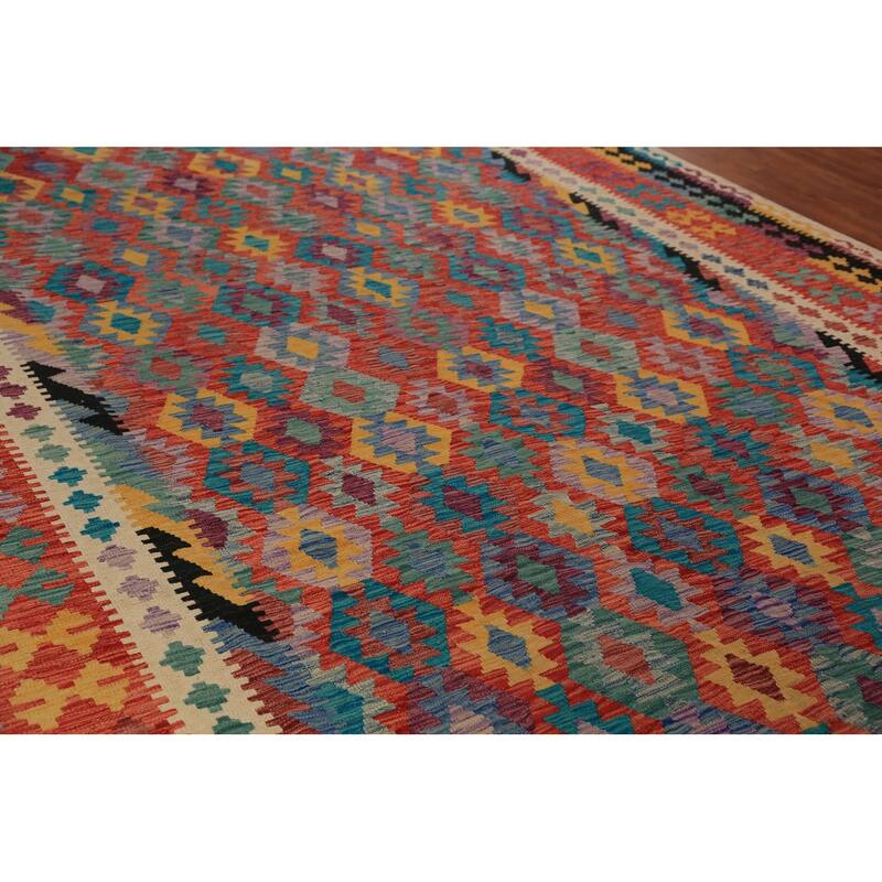 Southwestern Style Kilim Oriental Large Rug Hand-Woven Wool Carpet - 10'0"x 16'1"