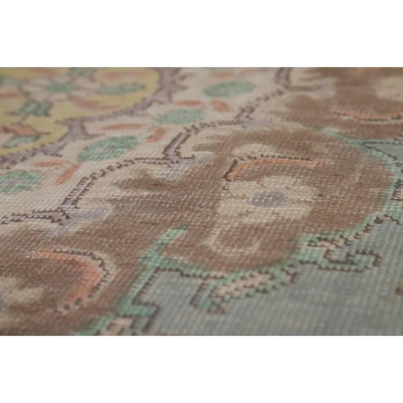 Hand Knotted Oriental 100% Wool Carpet Traditional Floral Navy Blue & Blues Tabriz Area Rug - 8' 11'' X 5' 8''