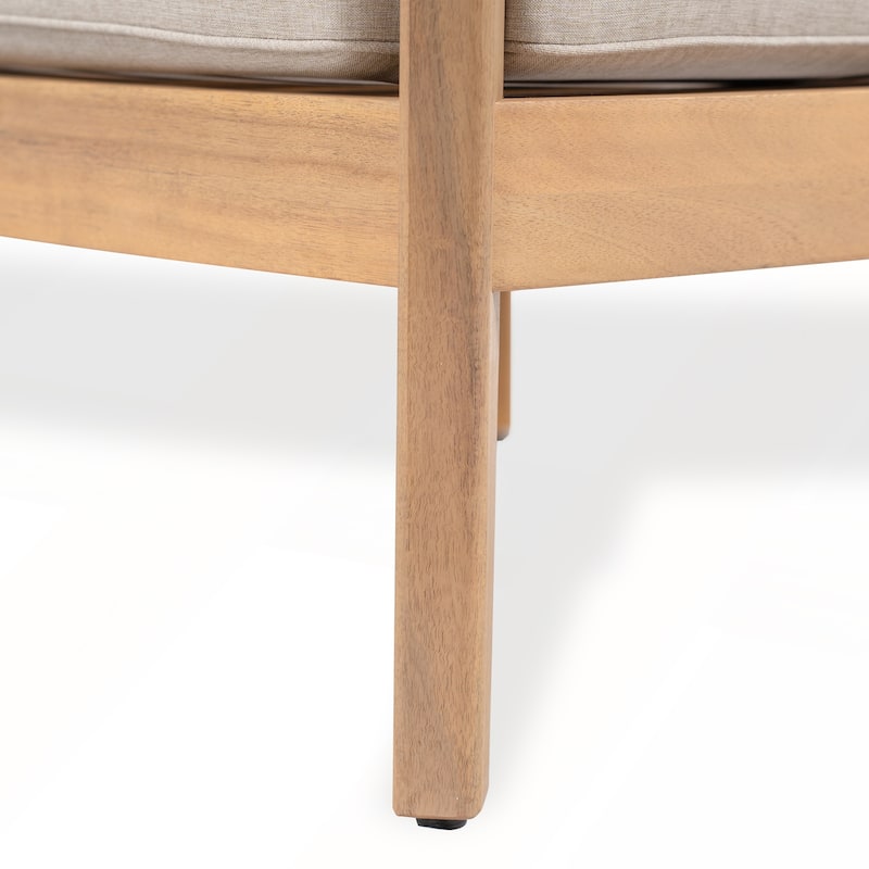 Acacia Wood Club Chair With Seat Cushion Set of 1