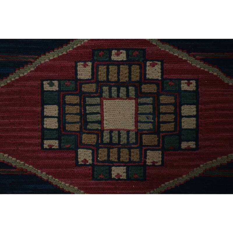 Hand Knotted Oriental 100% Wool Carpet Traditional Medallion Green Sumak Area Rug - 9' 9'' X 7' 11''