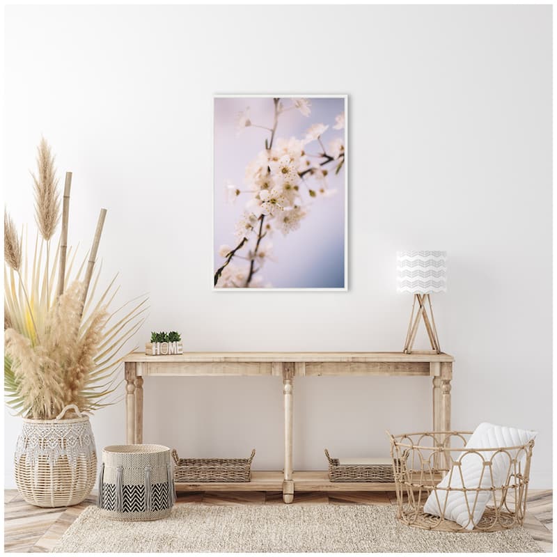 Kate and Laurel Sylvie Nature White Floral Blooms Framed Canvas by Patricia Hasz of Patricia Rae Photography
