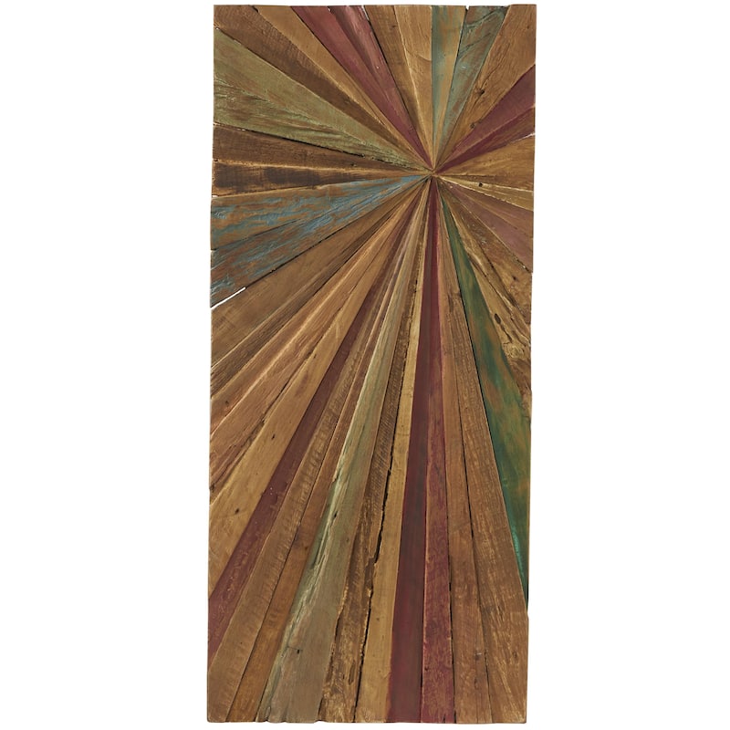 Teak Wood Starburst Handmade Radial Home Wall Decor - Brown - Roche River Decor - Brown - 39"W, 18"H