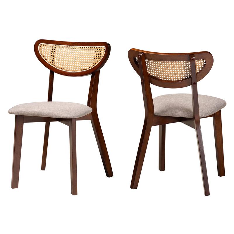 Dannell Mid-Century Modern Wood 2-Piece Dining Chair Set - Grey, Walnut Brown, Light Brown