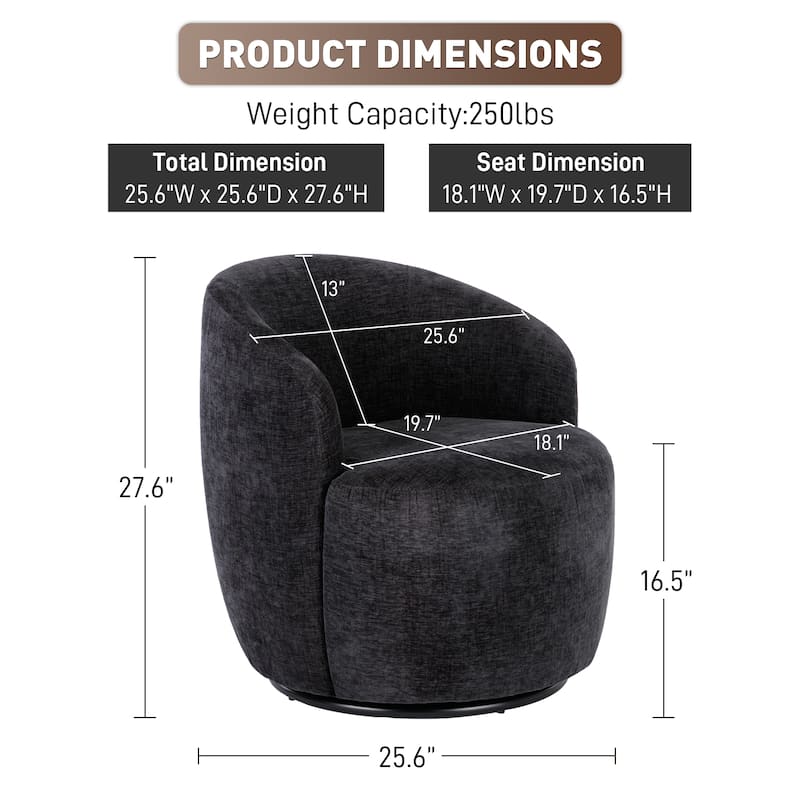 Ouyessir Swivel Barrel Chair Upholstered Armchair (Set of 1)
