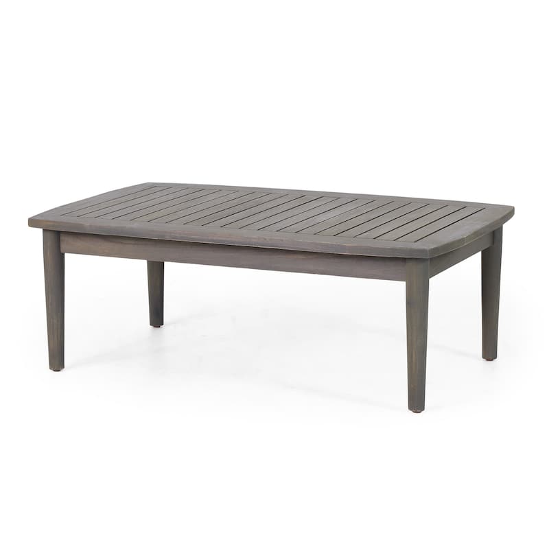 Roxy 2pc Outdoor Loveseat and Coffee Table Set, Acacia Wood, Dark Gray