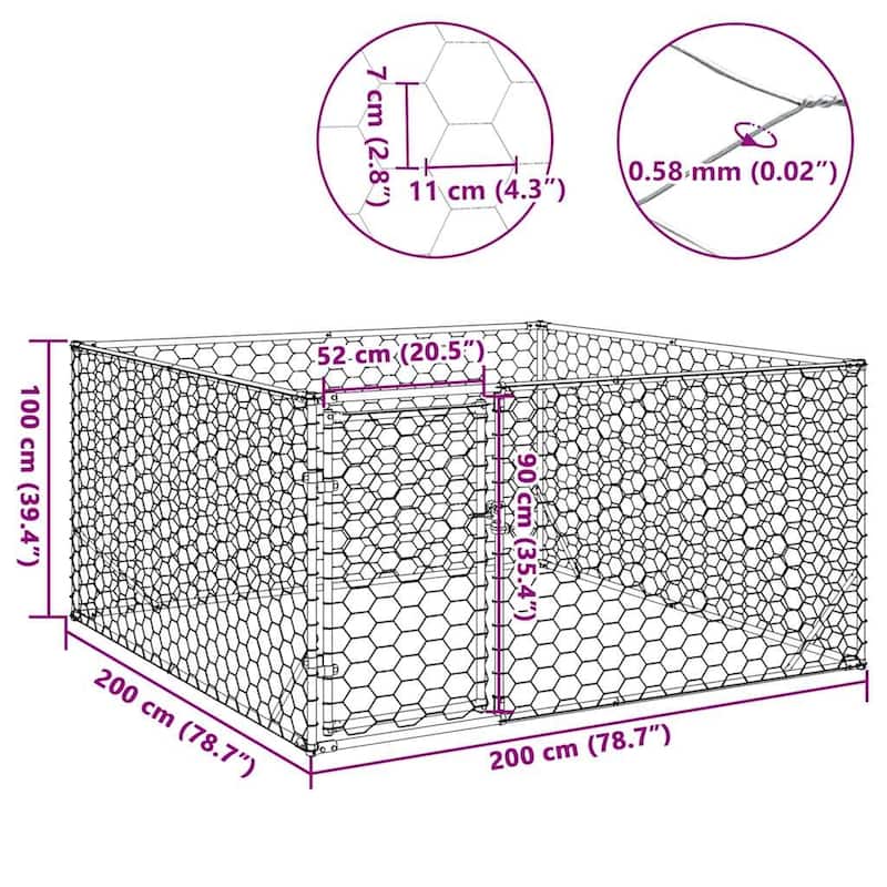 vidaXL Outdoor Dog Kennel Galvanized Steel Large Durable