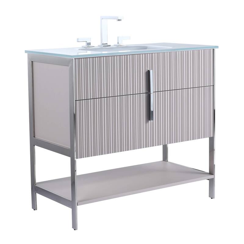 Fine Fixtures Serenity Modern bathroom vanity - Bright Taupe - Chrome Hardware