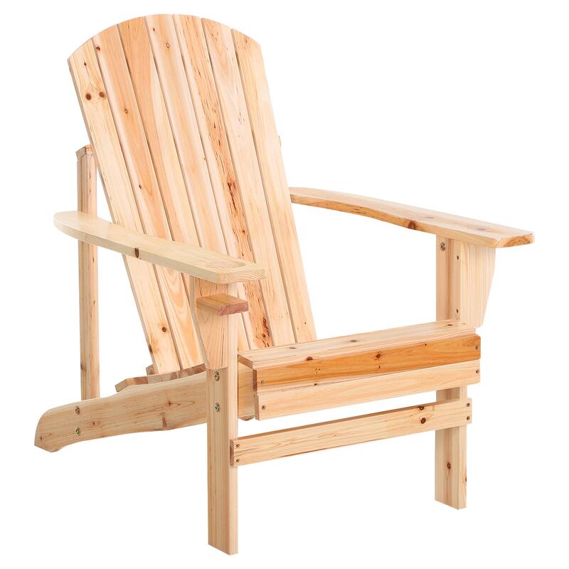 Outsunny Oversized Fir Wood Adirondack Chair with Cup Holder