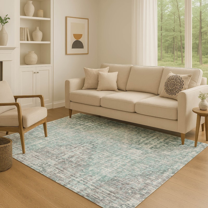 Premium Washable Super Soft Ombre Chevron Mayfield Rug - Teal - 5' x 7'6"