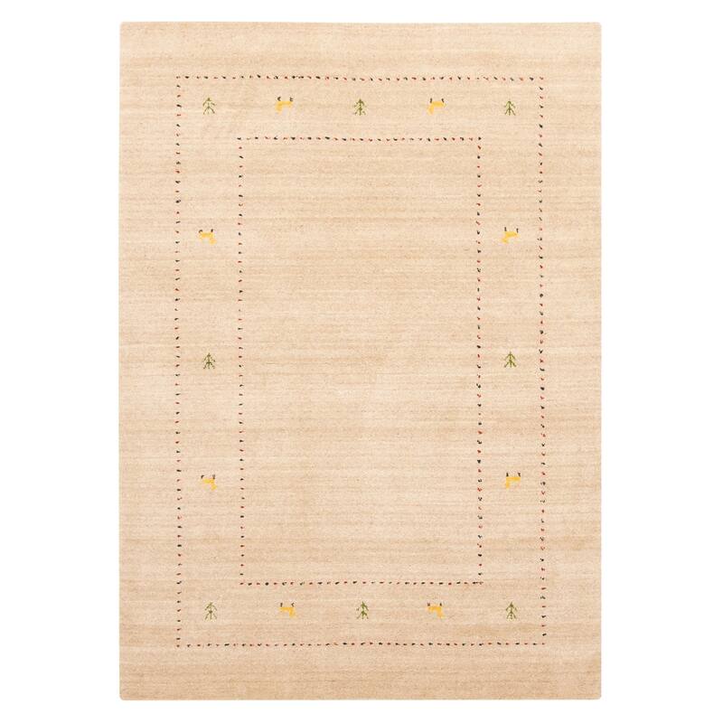 ECARPETGALLERY Hand Loomed Kashkuli Gabbeh Tan Wool Rug - 4'0 x 5'9