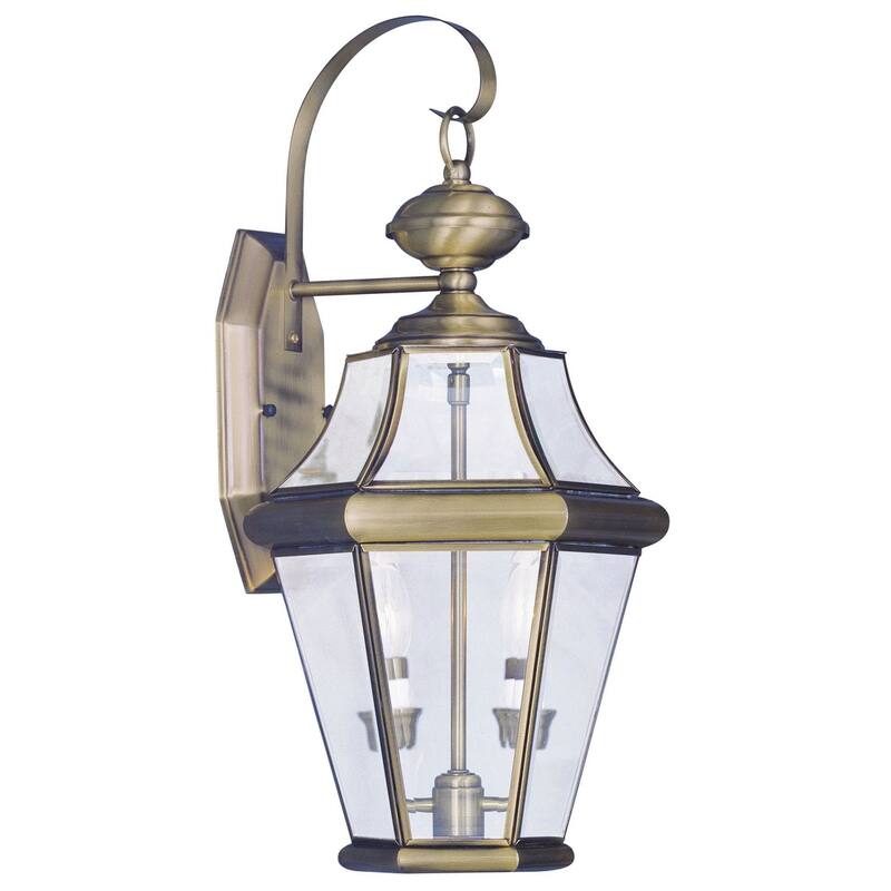 Livex Lighting Georgetown 2 Light 20-3/4" Tall Outdoor Wall Sconce - Antique Brass