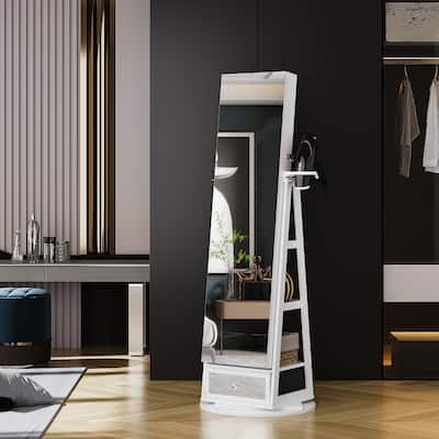 22'' Wide Rotatable Jewelry Armoire with Mirror - N/A