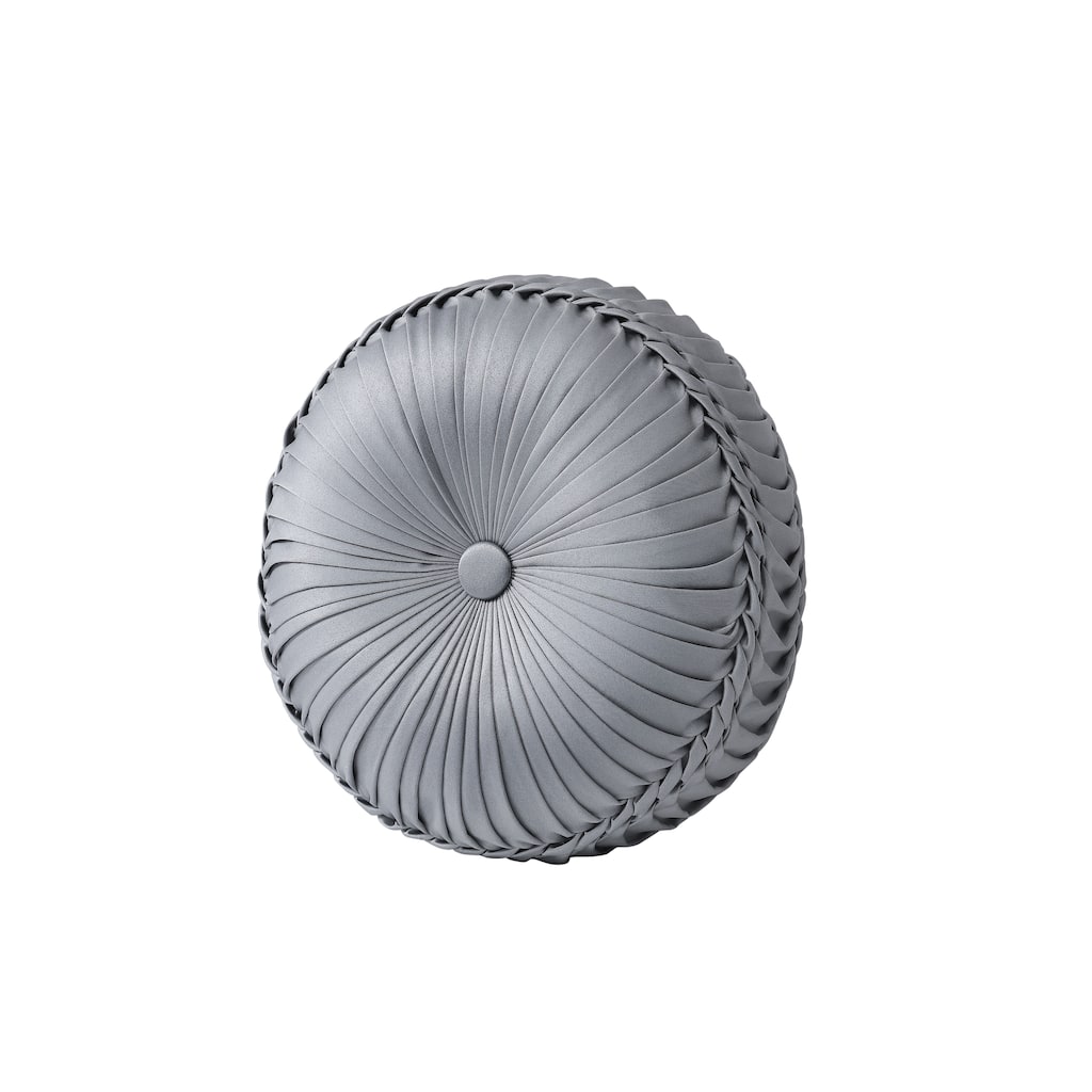 J. Queen New York Sondra Powder Blue Tufted Round Decorative Throw Pillow