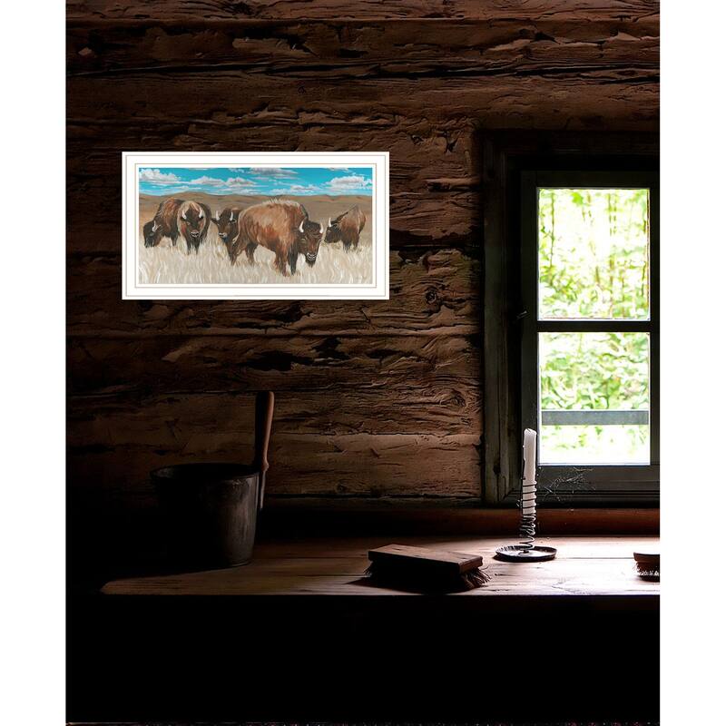 TrendyDecor4U "Bison Herd 1" Framed Print Wall Art