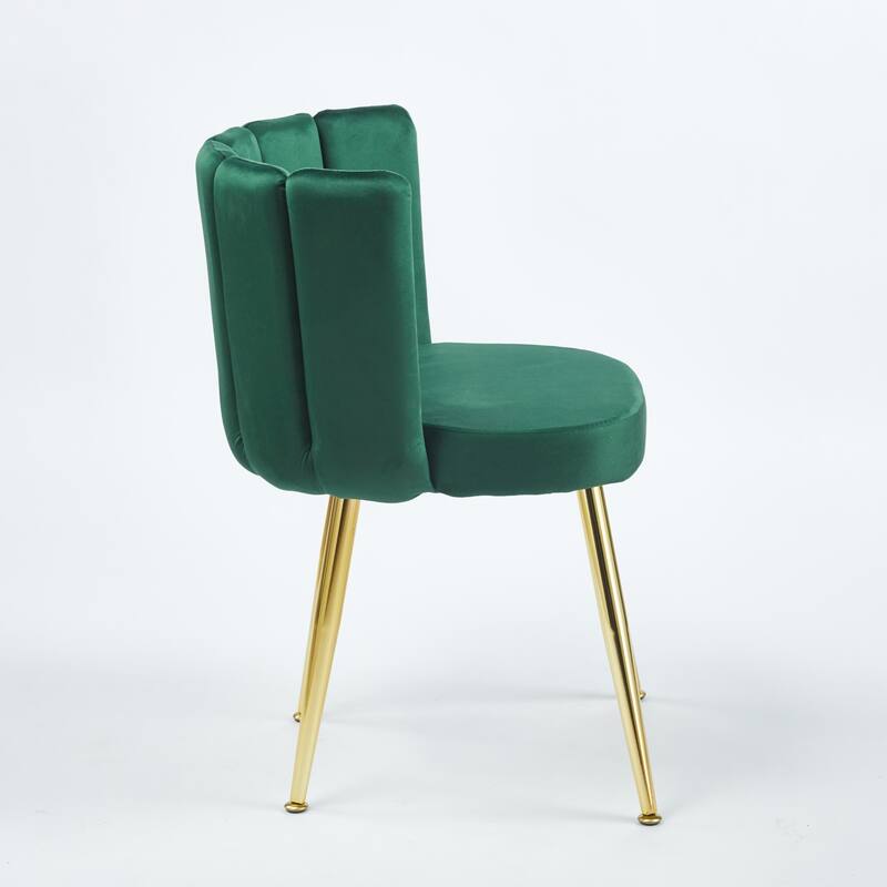 Modern Velvet Dining Chair Set of 2, with Iron Tube Golden Legs and Comfortable Backrest