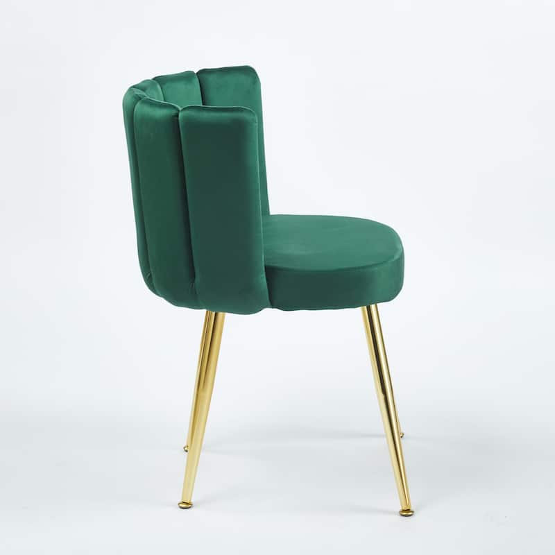 Modern dining chair(set of 2 ) with iron tube golden color legs, velvet and comfortable backrest