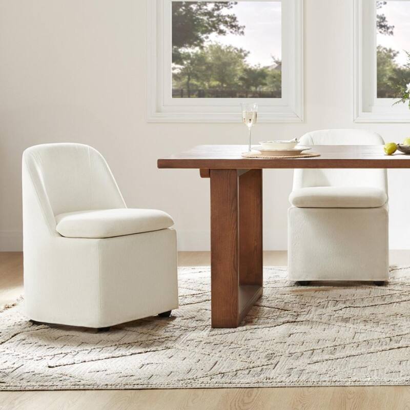 Spruce & Spring Modern Dining Chair with Removable Slipcover and Hidden Casters
