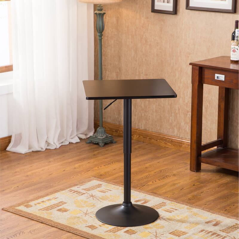 24" Modern Square End Table with Adjustable Pneumatic and Sturdy Base for Living Room - Black