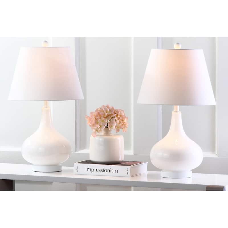 SAFAVIEH Lighting Shanda 24-inch Gourd Glass White Table Lamp (Set of 2) - 14"x14"x24" - 14Wx14Dx24H