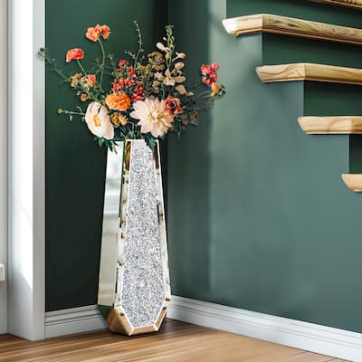 Tall Sparkling Crushed Diamond Floor Vase
