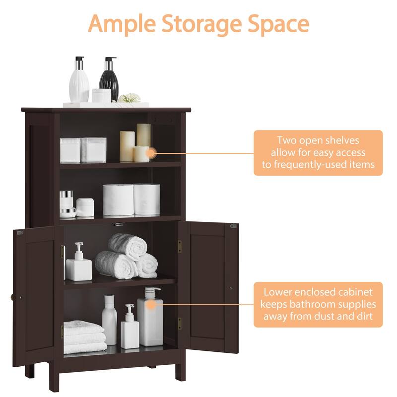 Yaheetech 5-Tier Wooden Bathroom Floor Cabinet with Adjustable Shelf