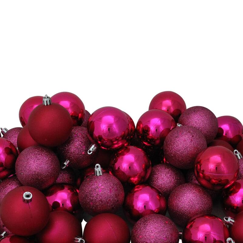 60ct Red Purple Shatterproof 4-Finish Christmas Ball Ornament 2.5"