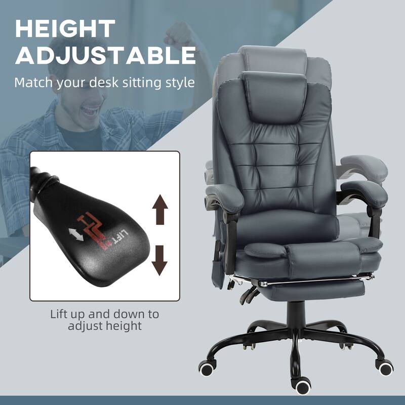 7-Point Vibrating Massage Office Chair with Reclining Back, Footrest, and Adjustable Height for Ultimate Comfort