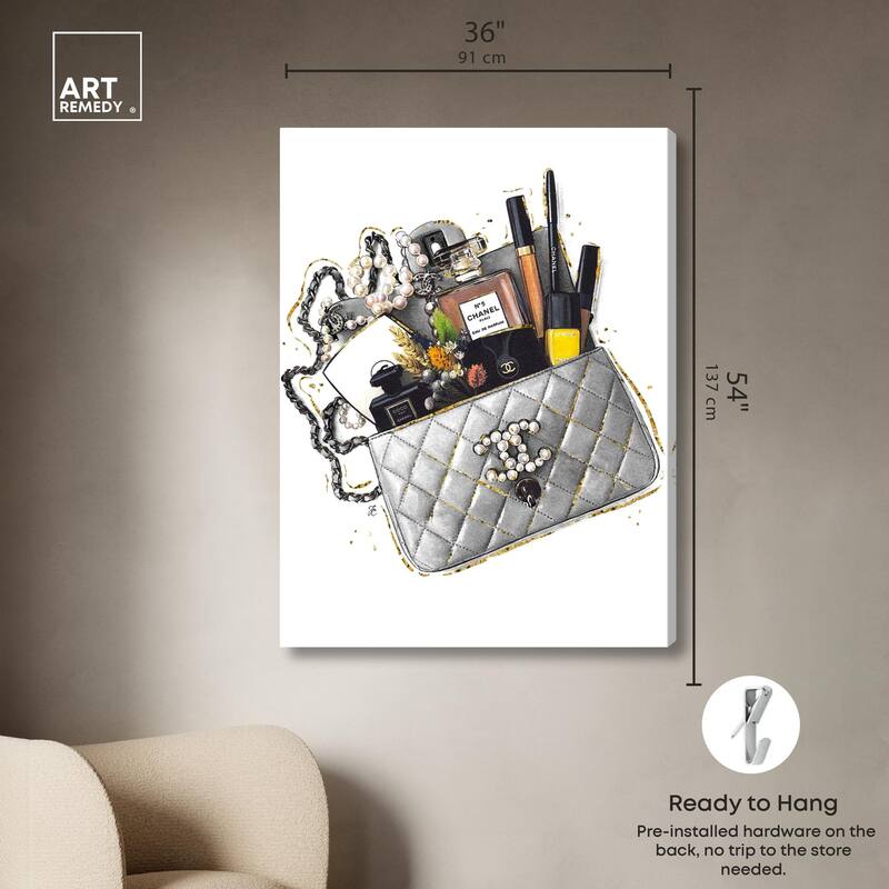 Grey Treasure Bag Canvas by Art Remedy, Gallery Wrapped