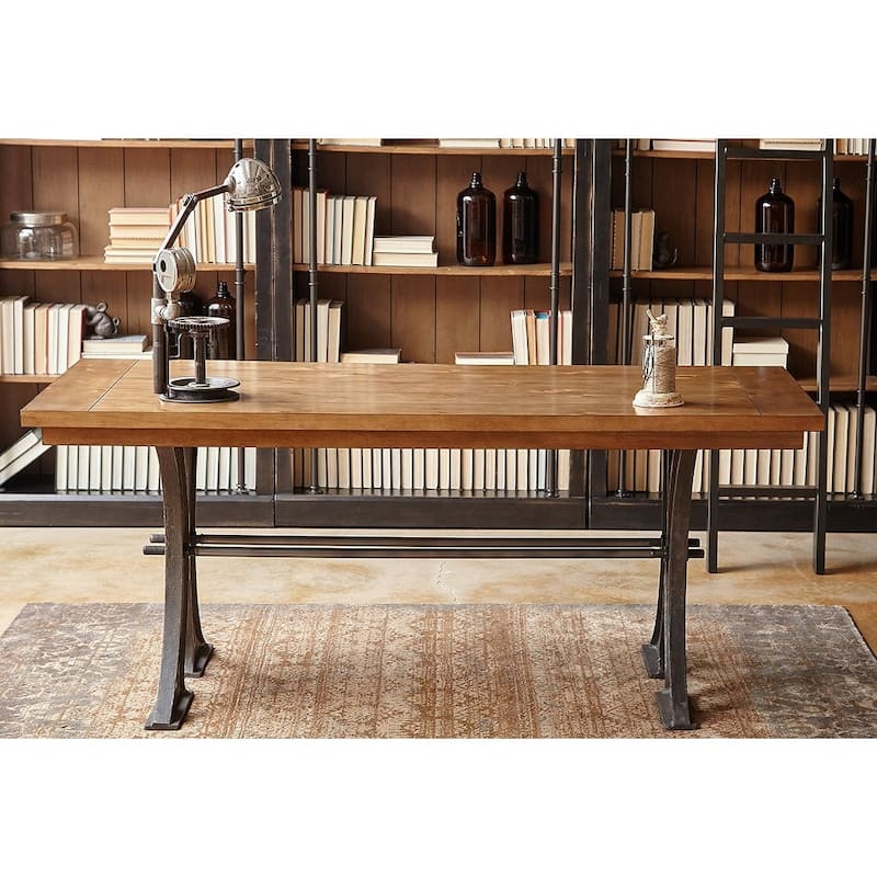 Toulouse Rustic Writing Desk, Writing Table, Office Desk, Brown - 72 W x 30 H x 30 D - Honey Finish