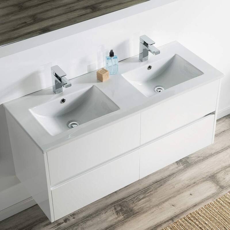 Blossom Valencia 48" Wall Mounted Double Sink Floating Bathroom Vanity