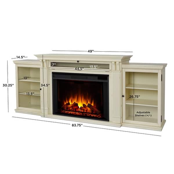 dimension image slide 1 of 3, Tracey 84" TV Stand Electric Fireplace by Real Flame