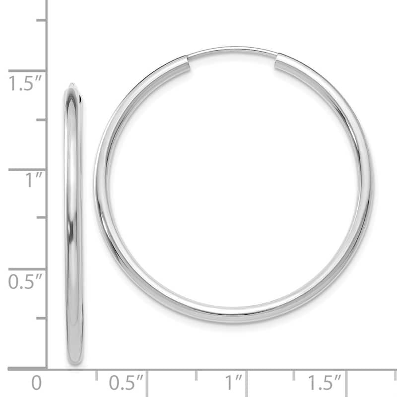 Curata 14k White Gold 2x35mm Polished Endless Hoop Earrings