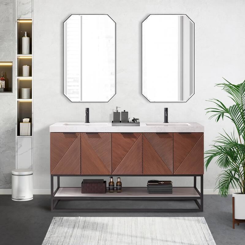 Mahon Double Bath Vanity with Composite Stone Top without Mirror