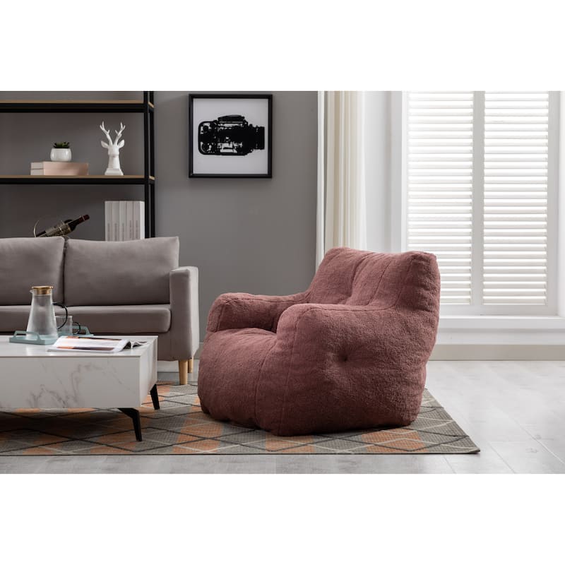 Bean Paste Red Teddy 39.37" Bean Bag Chair with Memory Sponge
