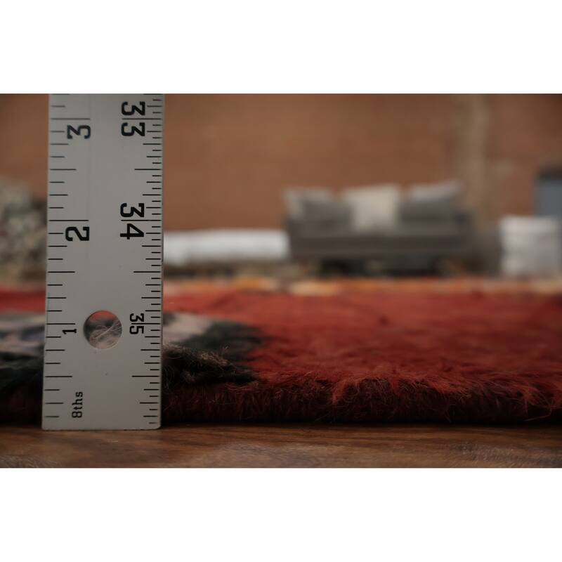 Hand Knotted Oriental 100% Wool Carpet Modern Tribal Red Moroccan Area Rug - 9' 8'' X 6' 6''
