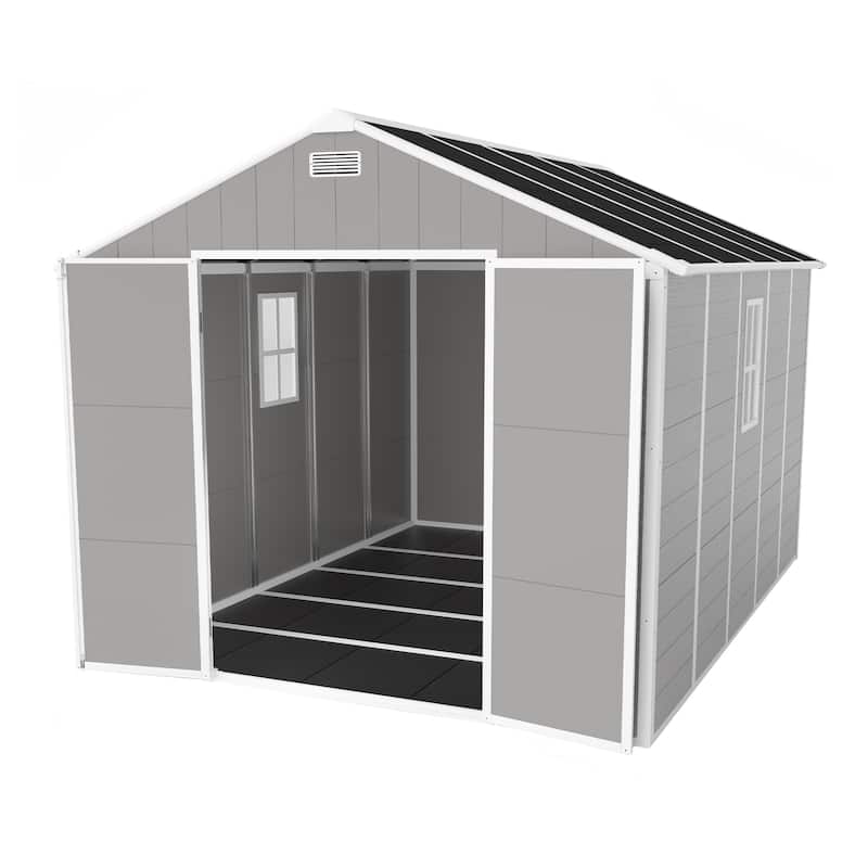 Outdoor Durable Plastic Garden Shed with HD Windows & Waterproof, UV-Resistant Storage Shed Tool Shed for All Seasons