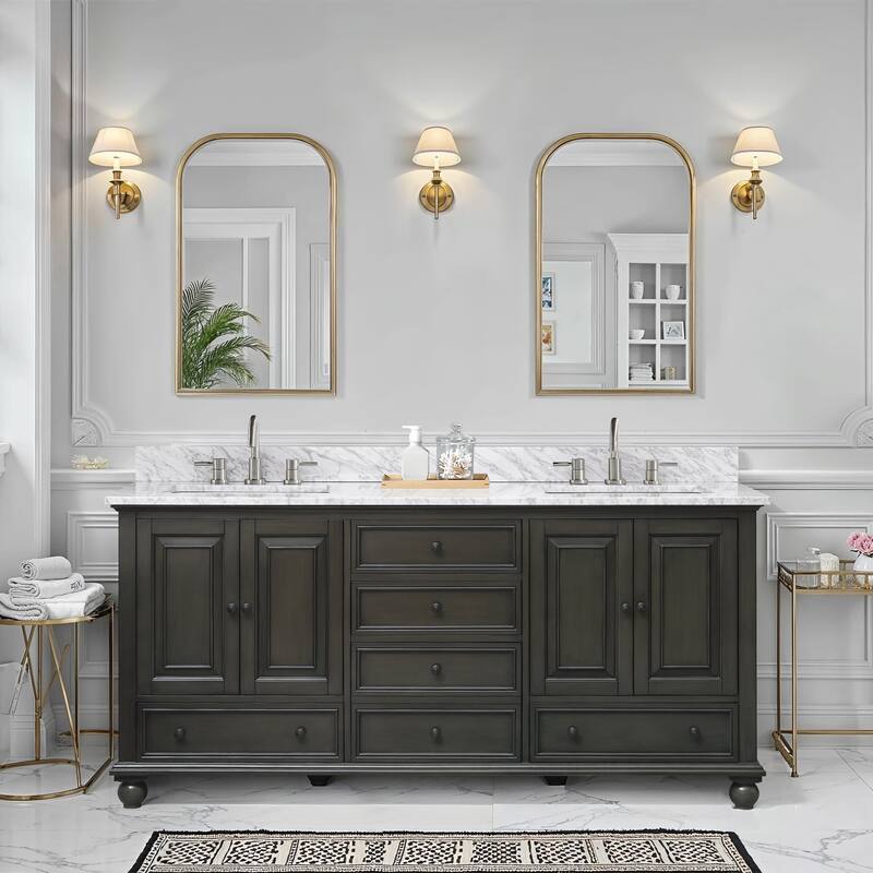 Avanity Thompson 72 in. Double Sink Bathroom Vanity with Carrara Marble Top - 73"W x 22"D x 35"H