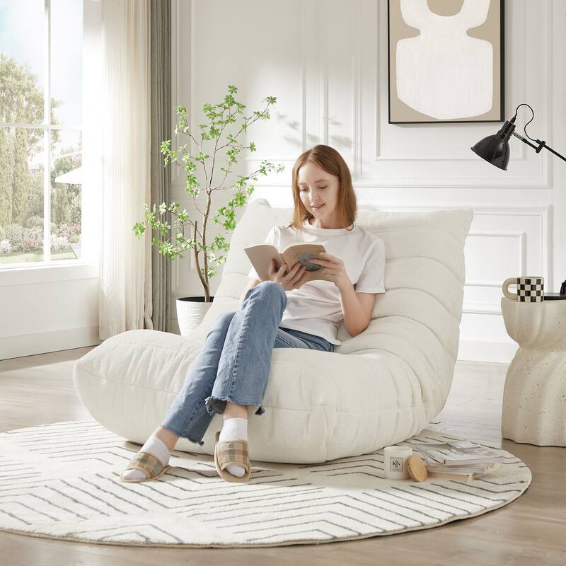 Fireside Chair, Lazy Floor Sofa, Accent Bean Bag Couches, Modern Armless Lounge Chair for Living Room, Apartment, Bedroo