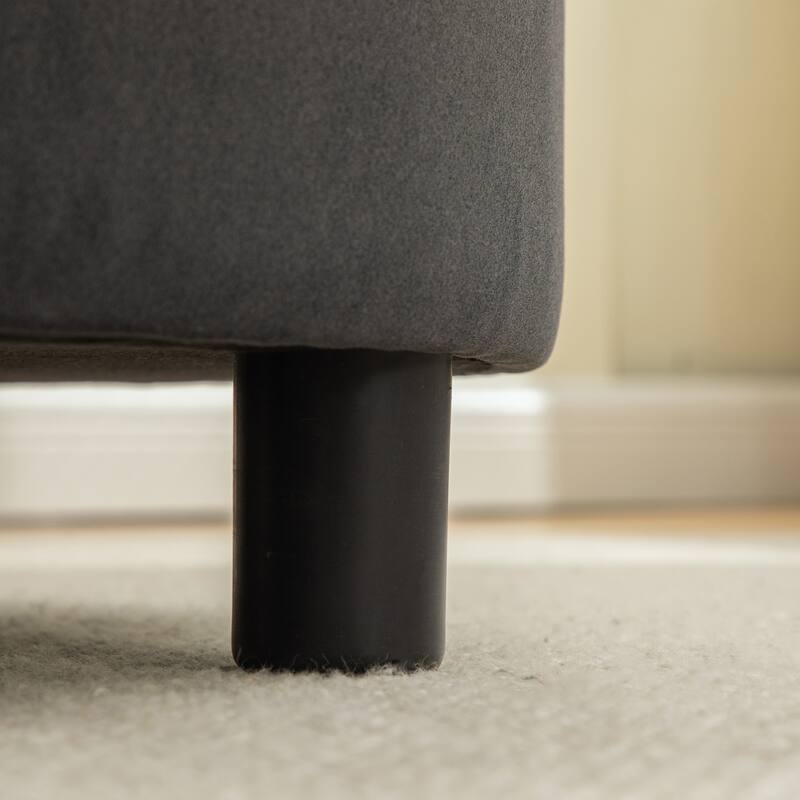 Fabric Storage Ottoman with Reversible Lid and Buckle Design Footstool