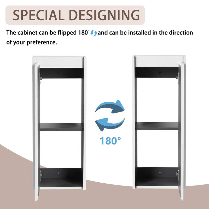 Beingnext 12"/36" Wall Mounted Bathroom Side Cabinet With Soft Close Door And Shelf